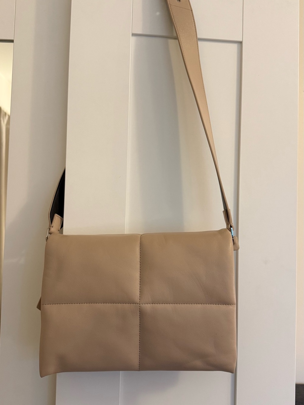 AllSaints Bone Quilted-Panel Crossbody Bag